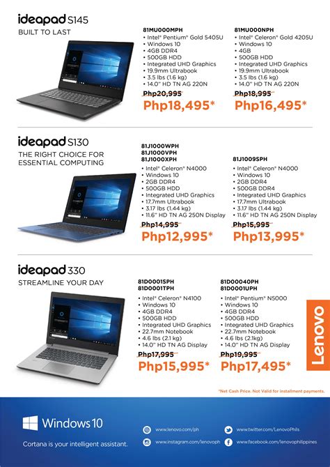 lenovo laptop price list
